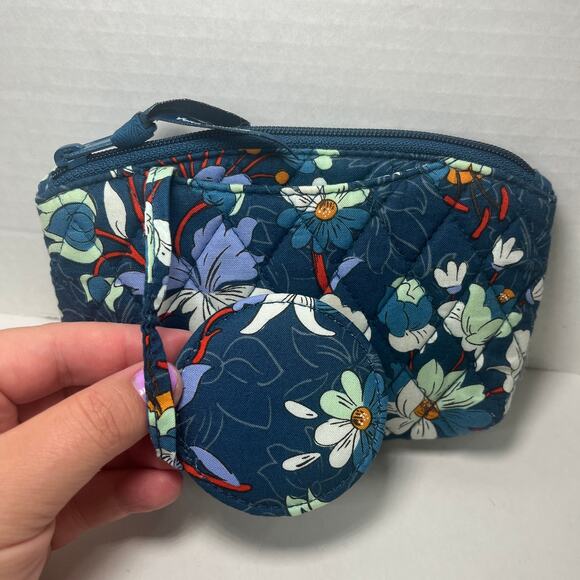 Vera Bradley Floral Bursts Print Compact Travel Cosmetic Pouch with Mirror - Picture 2 of 5